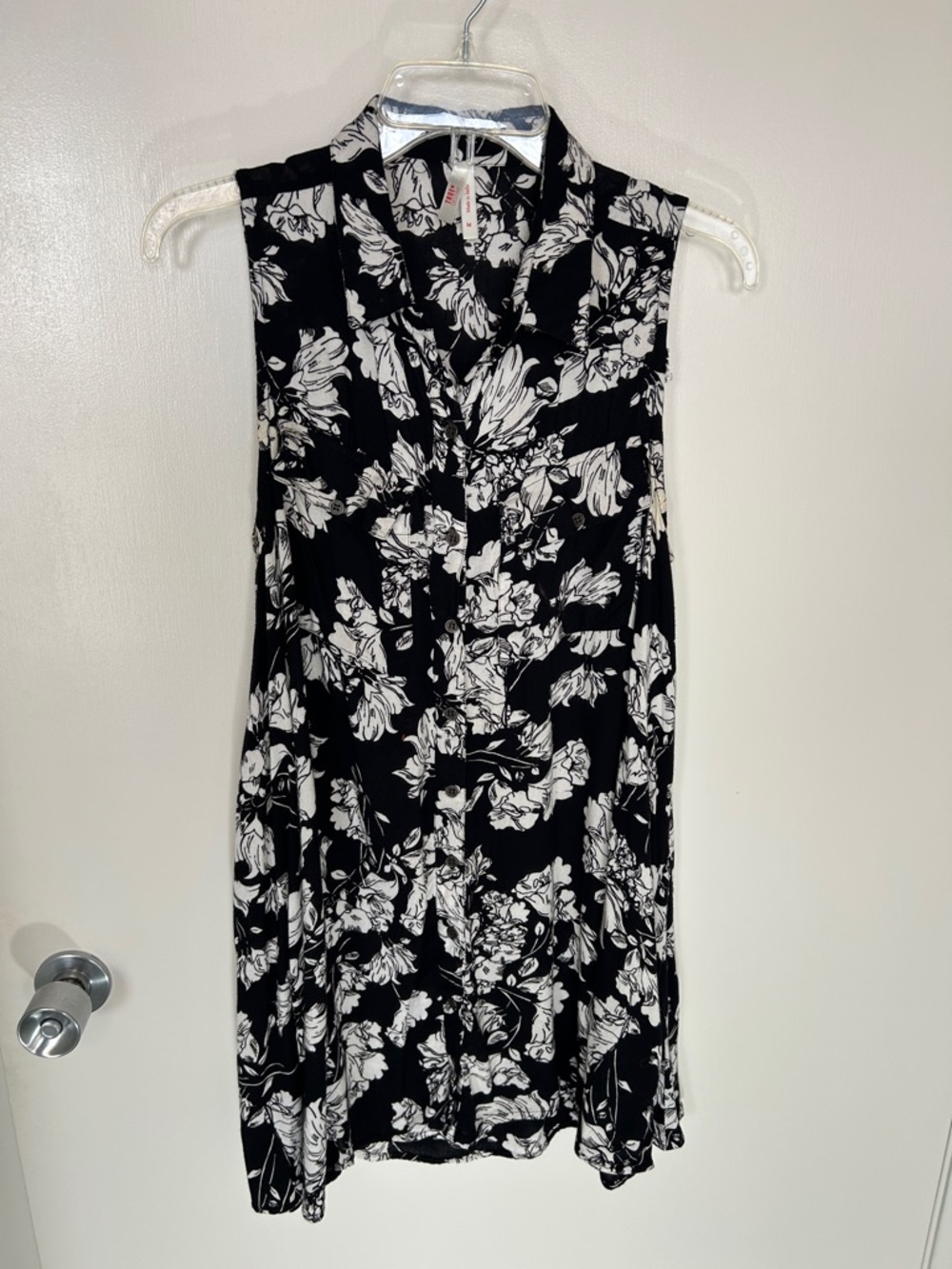 True Destiny Black & White Sleeve Floral Midi Tunic / Shirt Dress, size Medium